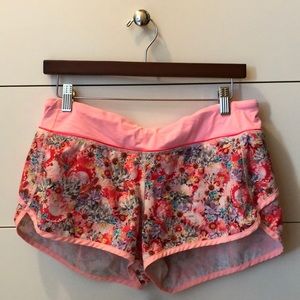 Lululemon neon pink floral speed shorts